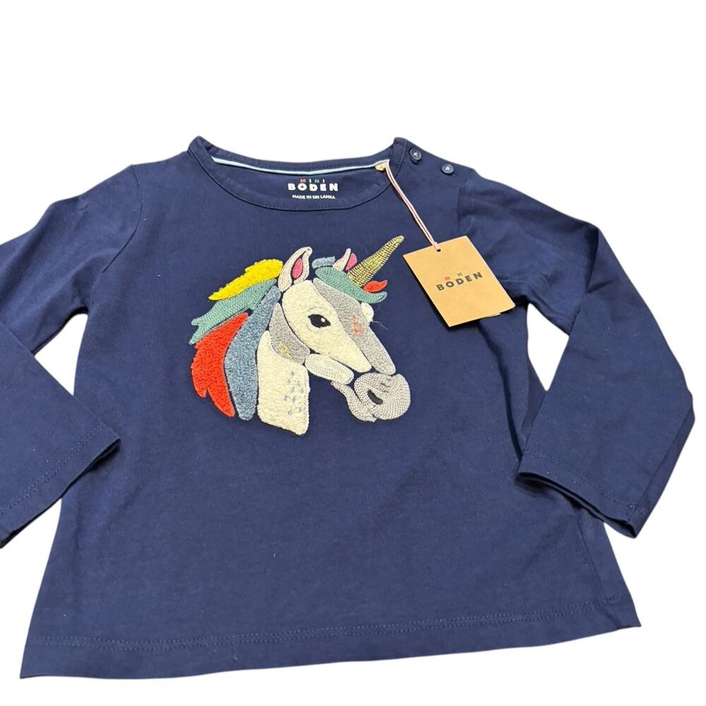 Mini BODEN NWT Girls Size 2-3 Unicorn Long Sleeve Top
